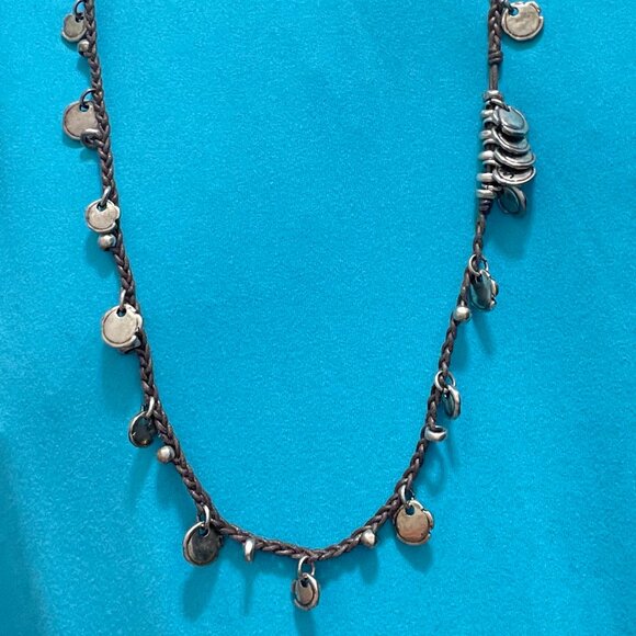 NWT Uno de 50 Long Multi Dangle Charms leather Silver plated long BOHO Necklace - Picture 6 of 12